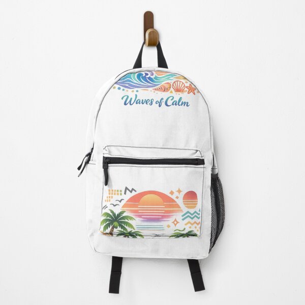 Item preview, Waves of Calm – Colorful Pastel Sunset Beach Design with Palm Trees and Ocean Waves designed and sold by EdgeSphere.