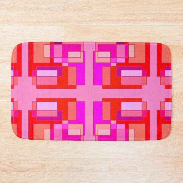 Item preview, Sunset colors in square and rectangular polygons in array on a pink background, lesbian pride designed and sold by RAHKELROYSUM.