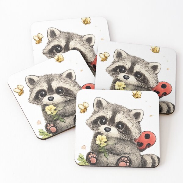 Item preview, Cute Raccoon Holding Flower designed and sold by Northline Creative.
