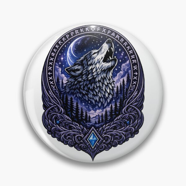 Item preview, Fenrir Night Wolf | Norse Mythology Viking Wolf Under Crescent Moon designed and sold by Daagath.