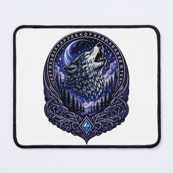Item preview, Fenrir Night Wolf | Norse Mythology Viking Wolf Under Crescent Moon designed and sold by Daagath.