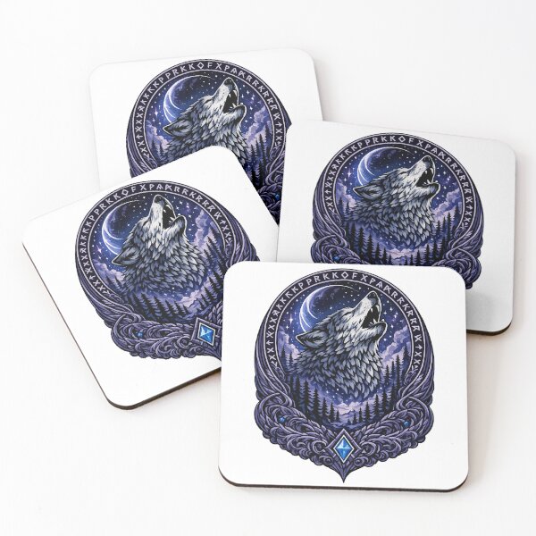 Item preview, Fenrir Night Wolf | Norse Mythology Viking Wolf Under Crescent Moon designed and sold by Daagath.