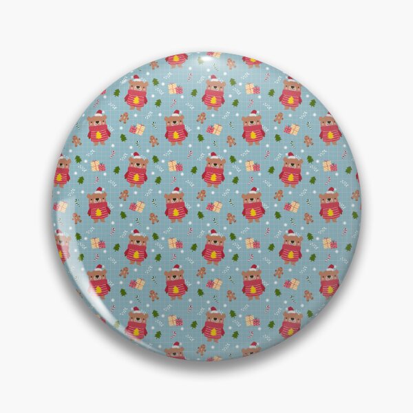 Item preview, Christmas Teddy Bear Santa Hat Pattern Cute Festive Blue designed and sold by Zaya_art.