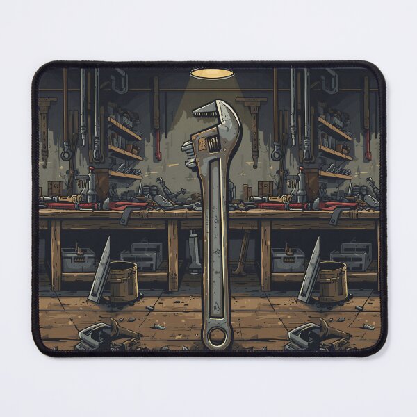 Item preview, Industrial Pipe Wrench in Rustic Workshop Illustration designed and sold by Evergreen Horizon Works.