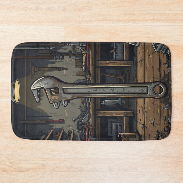 Item preview, Industrial Pipe Wrench in Rustic Workshop Illustration designed and sold by Evergreen Horizon Works.
