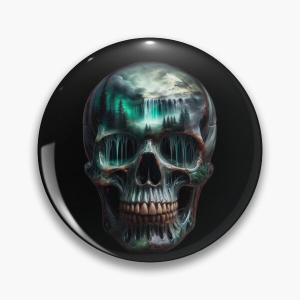 Item preview, Emerald Waterfall Skull – Dark Surreal Nature designed and sold by LujziWorld.