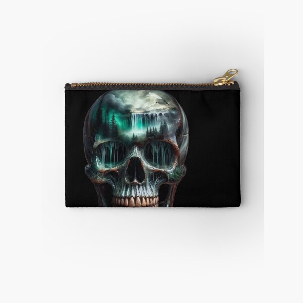 Item preview, Emerald Waterfall Skull – Dark Surreal Nature designed and sold by LujziWorld.