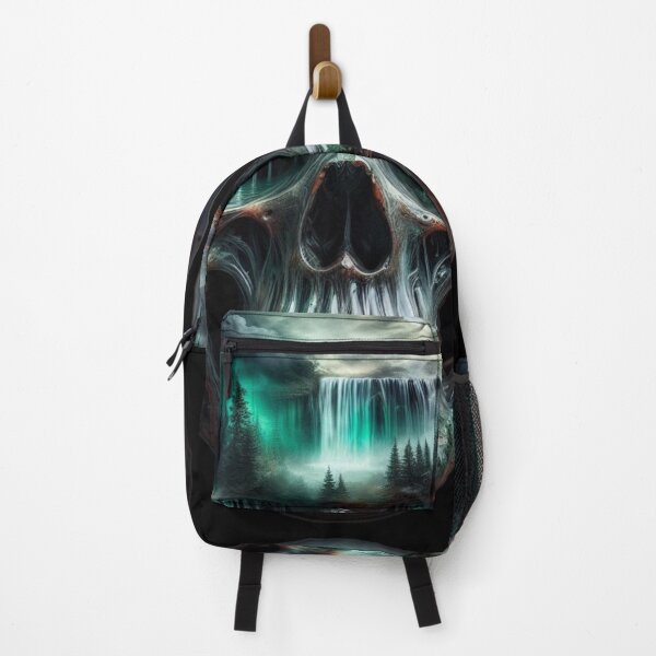 Item preview, Emerald Waterfall Skull – Dark Surreal Nature designed and sold by LujziWorld.