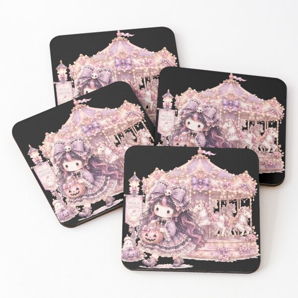 Item preview, Pastel Gothic Halloween Carousel Girl | Coquette Magical Carnival Cute Ghost Illustration designed and sold by looplandger.