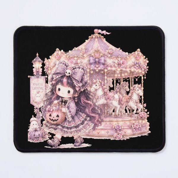 Item preview, Pastel Gothic Halloween Carousel Girl | Coquette Magical Carnival Cute Ghost Illustration designed and sold by looplandger.