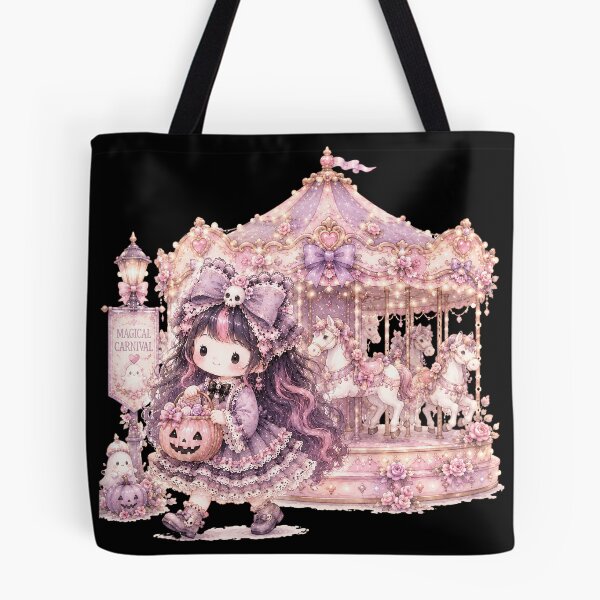 Item preview, Pastel Gothic Halloween Carousel Girl | Coquette Magical Carnival Cute Ghost Illustration designed and sold by looplandger.