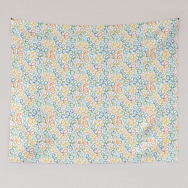 Item preview, Colourful Swirl Squiggle Doodle Pattern Rainbow Abstract White designed and sold by Zaya_art.