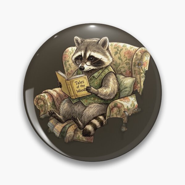 Item preview, Cottagecore Raccoon Reading Book - Cute Animal Cafe Illustration Pastel designed and sold by Clintora.