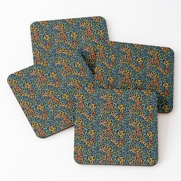 Item preview, Rainbow Swirl Squiggle Doodle Pattern Black Background designed and sold by Zaya_art.
