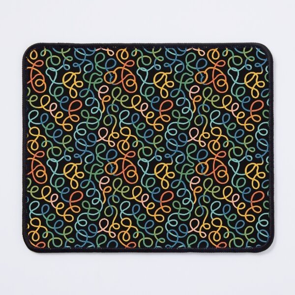 Item preview, Rainbow Swirl Squiggle Doodle Pattern Black Background designed and sold by Zaya_art.