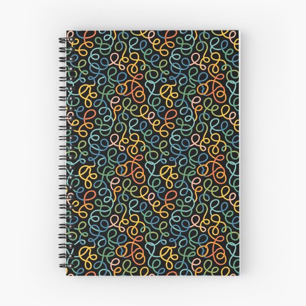 Item preview, Rainbow Swirl Squiggle Doodle Pattern Black Background designed and sold by Zaya_art.