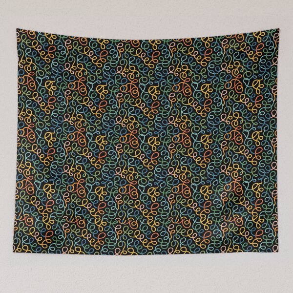 Item preview, Rainbow Swirl Squiggle Doodle Pattern Black Background designed and sold by Zaya_art.