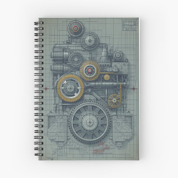 Item preview, Vintage Industrial Gear Engine Blueprint Mechanical Design designed and sold by Evergreen Horizon Works.