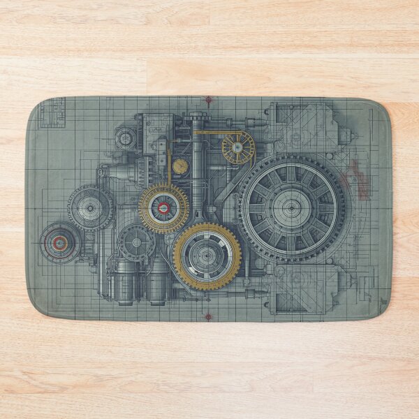 Item preview, Vintage Industrial Gear Engine Blueprint Mechanical Design designed and sold by Evergreen Horizon Works.