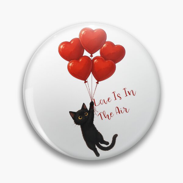 Item preview, Love Is In The Air – Cute Black Cat with Heart Balloons Valentine Design designed and sold by BlackCat Vibe.