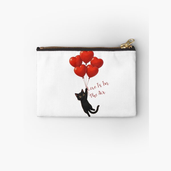 Item preview, Love Is In The Air – Cute Black Cat with Heart Balloons Valentine Design designed and sold by BlackCat Vibe.