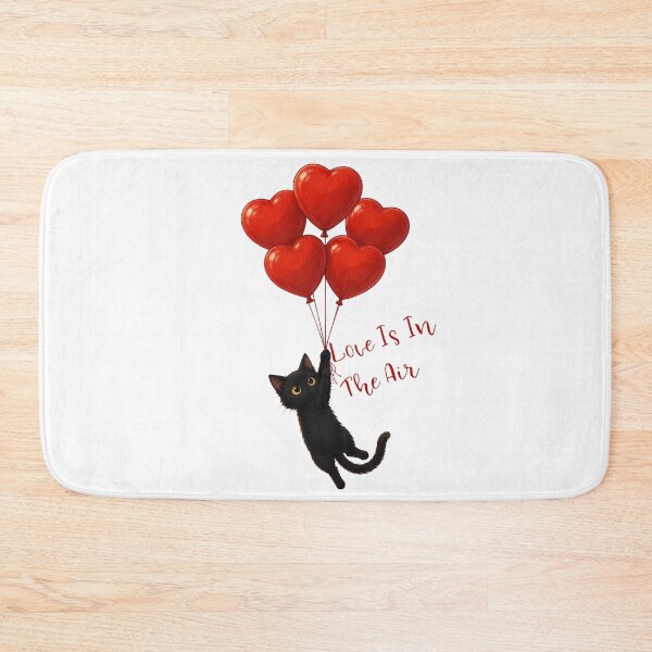 Item preview, Love Is In The Air – Cute Black Cat with Heart Balloons Valentine Design designed and sold by BlackCat Vibe.