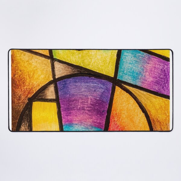 Item preview, Vibrant Geometric Abstract Stained Glass Art | Rainbow Color Block Art designed and sold by BuckaBaby.