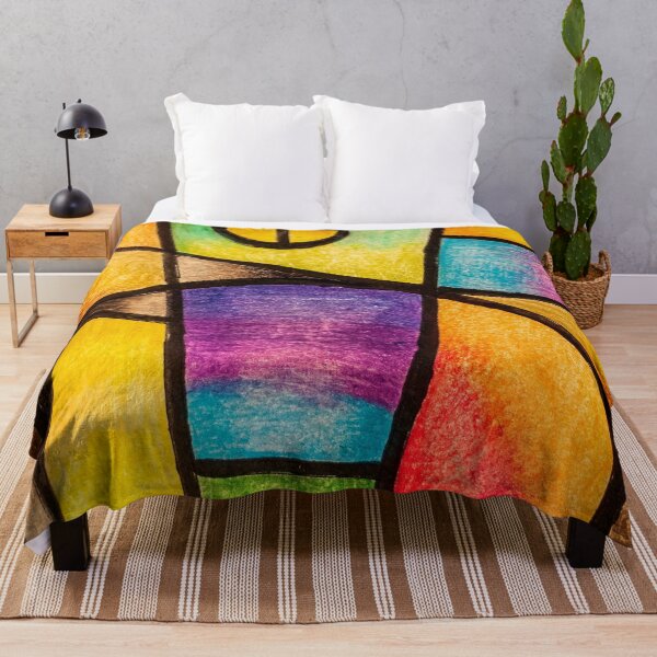 Item preview, Vibrant Geometric Abstract Stained Glass Art | Rainbow Color Block Art designed and sold by BuckaBaby.