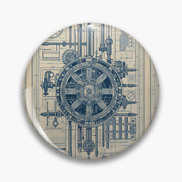 Item preview, Vintage Mechanical Clockwork Blueprint Engineering Artwork designed and sold by Evergreen Horizon Works.
