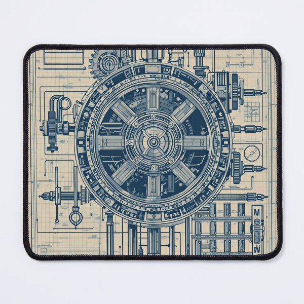 Item preview, Vintage Mechanical Clockwork Blueprint Engineering Artwork designed and sold by Evergreen Horizon Works.
