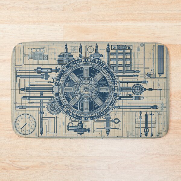 Item preview, Vintage Mechanical Clockwork Blueprint Engineering Artwork designed and sold by Evergreen Horizon Works.