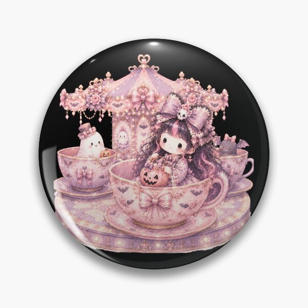 Item preview, Pastel Gothic Halloween Teacup Ride | Coquette Kawaii Ghost Carnival Illustration designed and sold by looplandger.