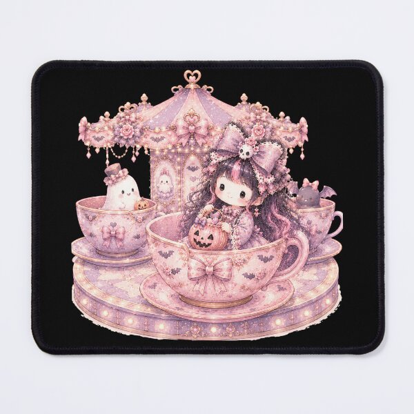 Item preview, Pastel Gothic Halloween Teacup Ride | Coquette Kawaii Ghost Carnival Illustration designed and sold by looplandger.