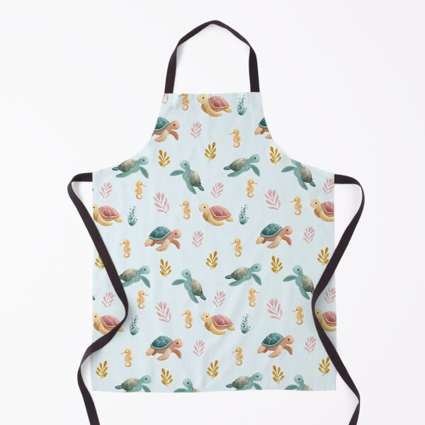 Item preview, Seamless pattern with cute turtles and seahorses - pastel print with ocean animals for children's decor designed and sold by ArtFairy38.