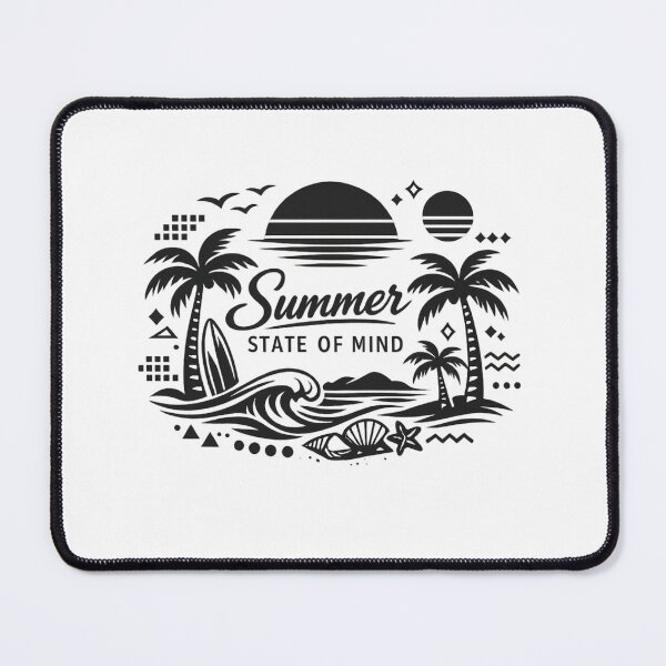 Item preview, summer state of mind,Waves of Calm – Minimalist Black and White Tropical Beach Design designed and sold by EdgeSphere.