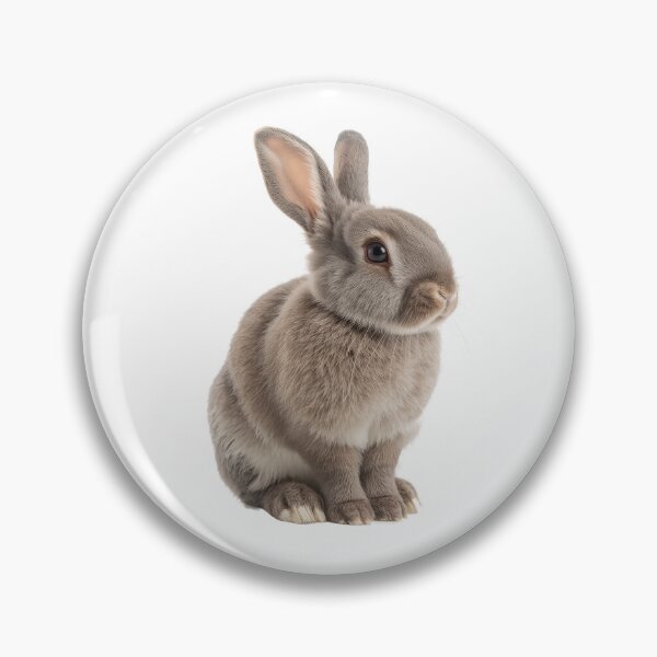 Item preview, Gentle gray domestic rabbit sits quietly, showcasing its soft fur and relaxed demeanor. It appears peacefully in a well-lit, neutral background, inviting a sense of calmness. designed and sold by MiraCleAI.