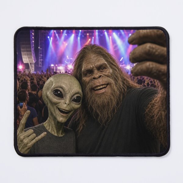 Item preview, Bigfoot and Alien at a Concert Selfie T-Shirt designed and sold by SunfullyYours.