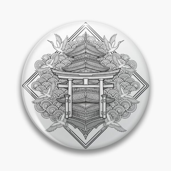 Item preview, Imperial Pagoda Torii Gate Geometry - Premium Architectural Line Art designed and sold by krish-prints.