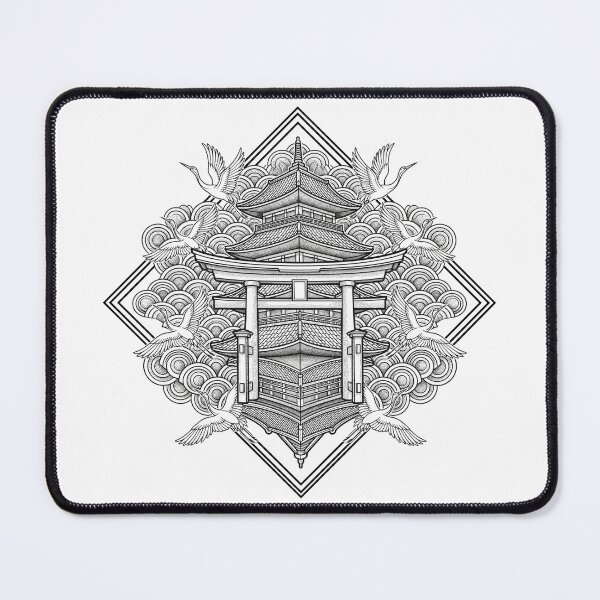 Item preview, Imperial Pagoda Torii Gate Geometry - Premium Architectural Line Art designed and sold by krish-prints.