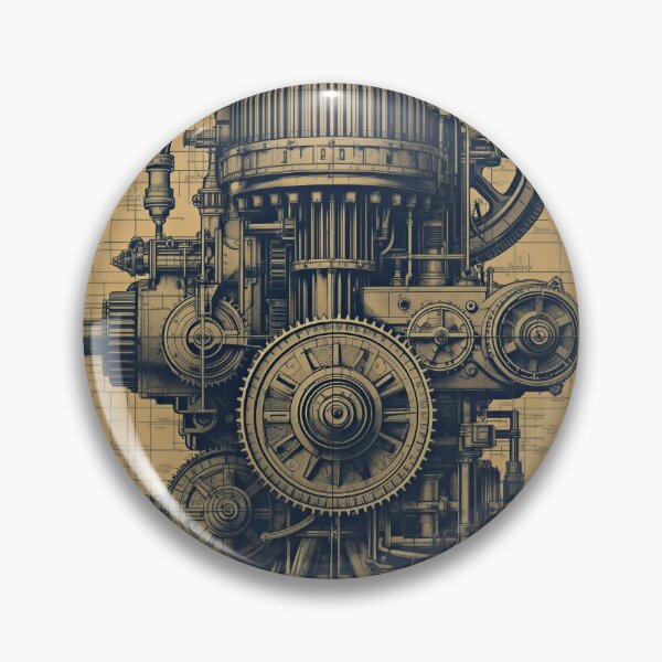 Item preview, Vintage Industrial Engine Blueprint Mechanical Engineering Art designed and sold by Evergreen Horizon Works.