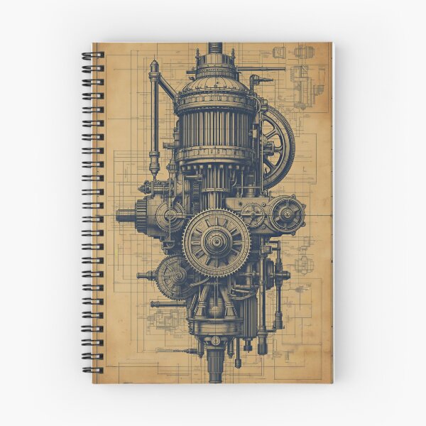 Item preview, Vintage Industrial Engine Blueprint Mechanical Engineering Art designed and sold by Evergreen Horizon Works.