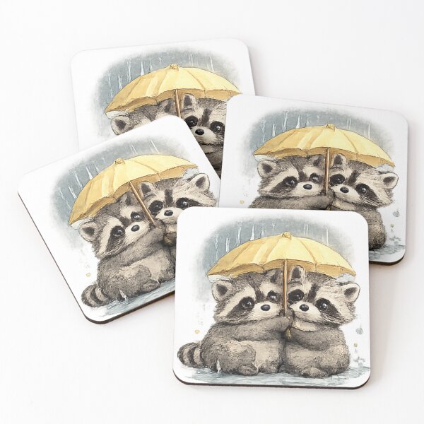 Item preview, Cute Raccoon Couple Under Umbrella designed and sold by Northline Creative.