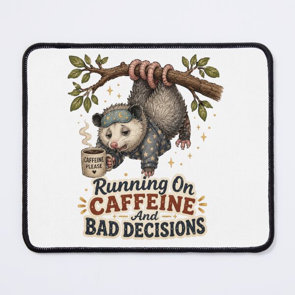 Item preview, Running On Caffeine And Bad Decisions | Funny Possum Coffee Meme designed and sold by NarpLTD.