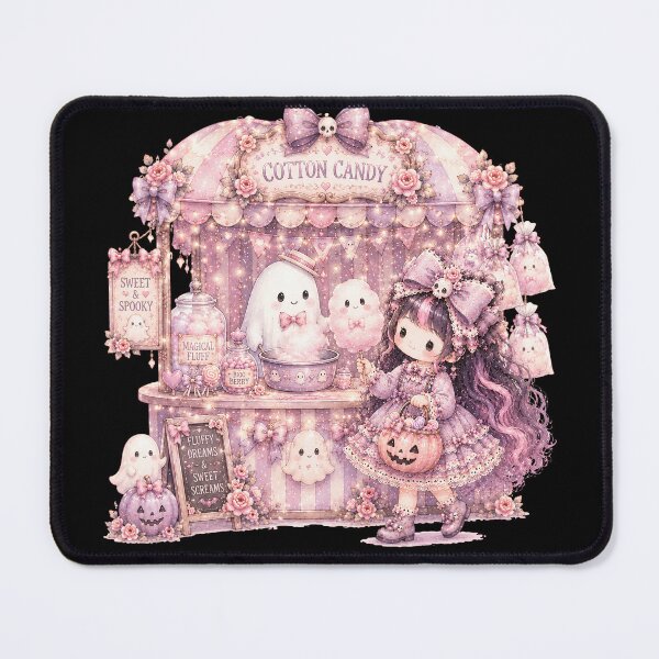 Item preview, Pastel Gothic Halloween Cotton Candy Stand | Coquette Kawaii Ghost Carnival Illustration designed and sold by looplandger.