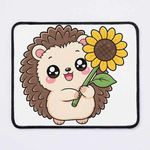 Item preview, Cute Hedgehog Holding Sunflower Kawaii Cartoon designed and sold by KCasual.