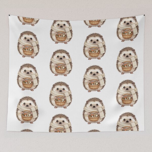 Item preview, Autumn Hedgehog Sticker | Cute Fall Hedgehog with Mushrooms designed and sold by AillustriaAK.