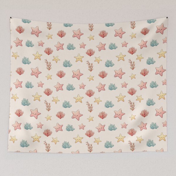 Item preview, Cute seamless pattern with starfish - pastel ocean animal print for nursery decor. designed and sold by ArtFairy38.