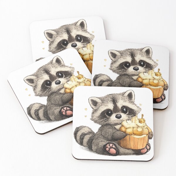 Item preview, Cute Baby Raccoon Eating Sweet Dessert designed and sold by Northline Creative.