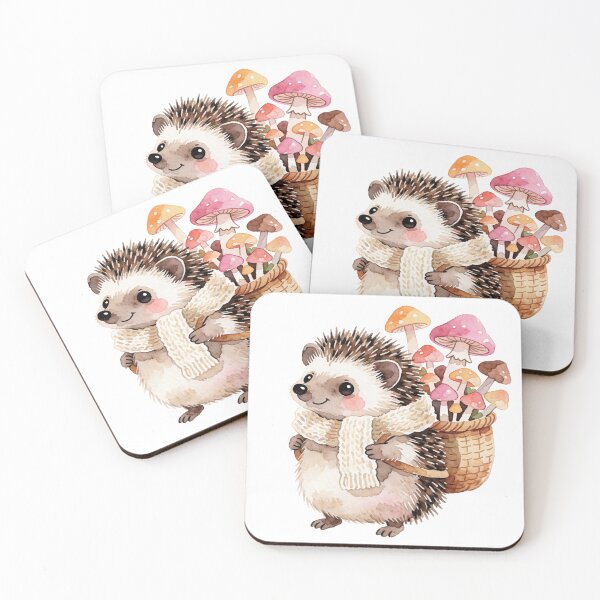 Item preview, Autumn Hedgehog Sticker | Cute Fall Hedgehog with Mushrooms designed and sold by AillustriaAK.