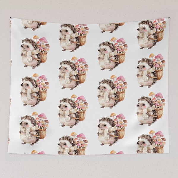 Item preview, Autumn Hedgehog Sticker | Cute Fall Hedgehog with Mushrooms designed and sold by AillustriaAK.